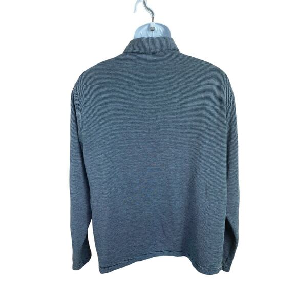 Vince Heather Stripe Long-Sleeve Sz M Vince Camuto Polo Shirt Sz M Coastal Blue - Picture 5 of 6